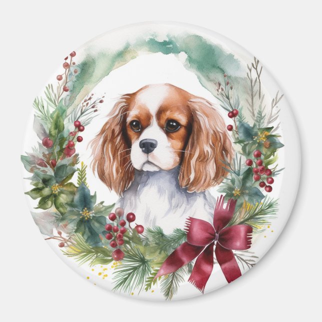 Íman Cavalier King Wreath Festivo Pup (Frente)