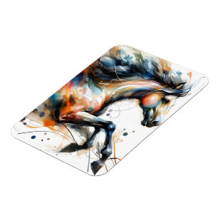 Íman Cavalo a Correr em Aquarela Abstrata