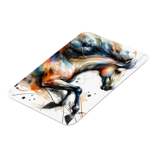Íman Cavalo a Correr em Aquarela Abstrata (Left Side)
