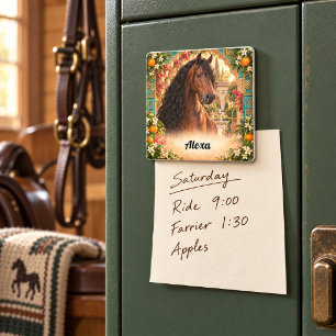Íman Cavalo Andaluz Baía Personalizado Laranja Espanhol