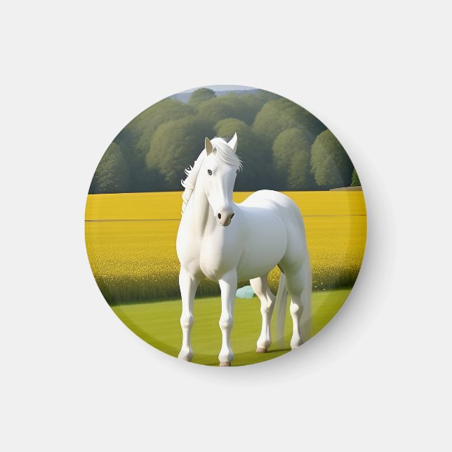 Íman Cavalo Branco Com Grinalda Floral (Frente)