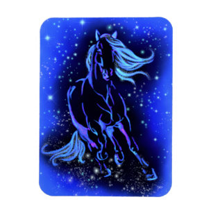 Íman Cavalo Correndo Magnet Azul Noite Estrelada