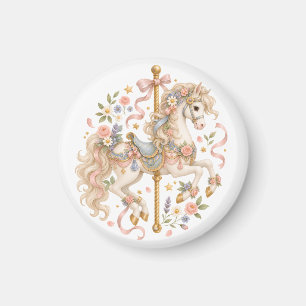 Íman Cavalo de Carrossel Elegante Conto de Fadas Francê