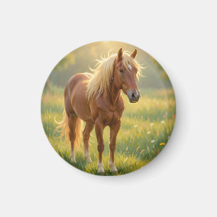 Íman Cavalo de Crina Dourada Prado de Flores Silvestres