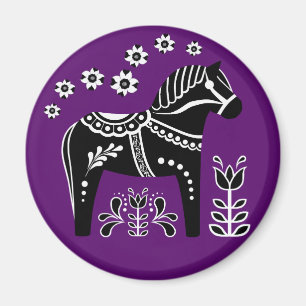 Íman Cavalo de Dala Preto/Branco/Frísia Folk