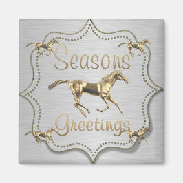 Íman Cavalo Dourado Ocidental No Feriado De Prata