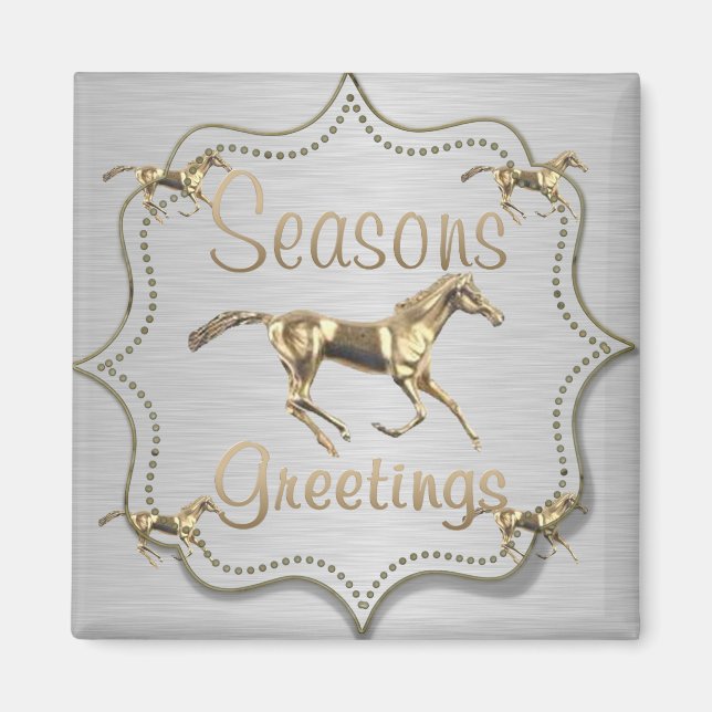 Íman Cavalo Dourado Ocidental No Feriado De Prata (Frente)