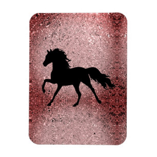 Íman Cavalo Dourado Rosa brilhante 