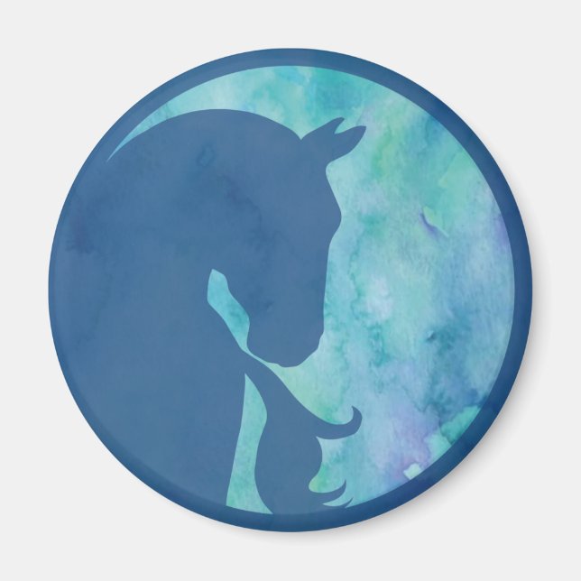 Íman Cavalo em Círculo - Azul (Frente)