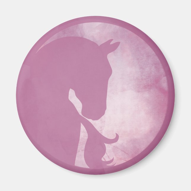 Íman Cavalo em Círculo - Magneta Rosa (Frente)