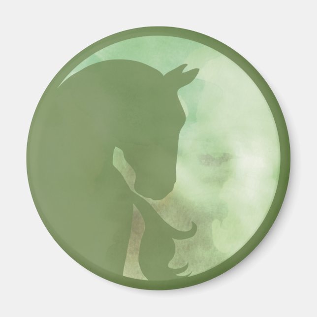 Íman Cavalo em Círculo - Magneta Verde (Frente)