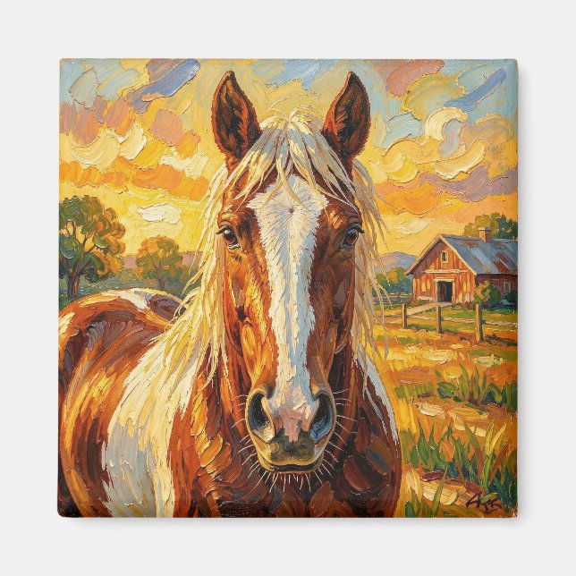 Íman Cavalo Impasto numa Fazenda   (Frente)