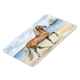 Íman Cavalo islandês Fjara aquarela na praia