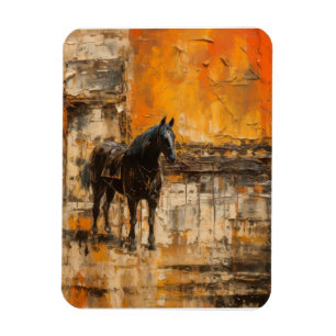 Íman Cavalo Majestoso em Abstrato Sunset