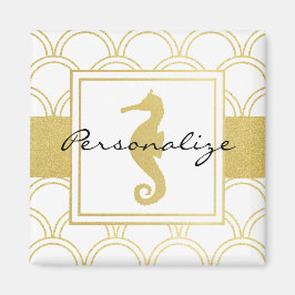 Íman Cavalo-Marinho com Padrão de Onda do Oceano em Art