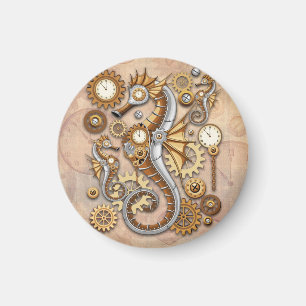 Íman Cavalo-Marinho Steampunk Arte Surrealista Vintage