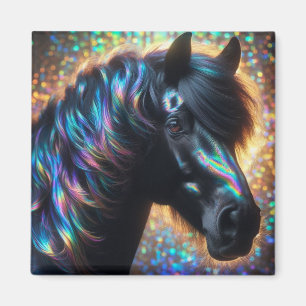 Íman Cavalo Negro com Mão Iridescente