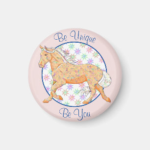 Íman Cavalo Palomino Laranja (rosa/azul)