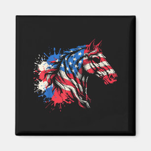 Íman Cavalo patriótico arte splash bandeira americana P