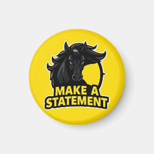 Íman Cavalo Preto Ousado com Texto Motivacional
