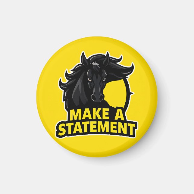 Íman Cavalo Preto Ousado com Texto Motivacional (Frente)