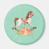 Cavalo Rocking Vintage com Buquê Floral