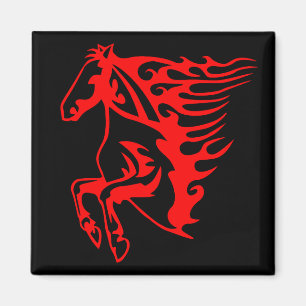 Íman Cavalo selvagem do mustang vermelho flamejante do
