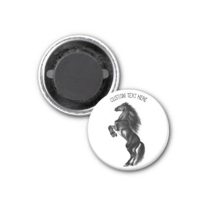 Íman Cavalo selvagem preto-e-fundo - Desenho preto e br