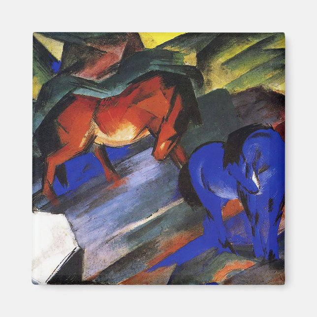 Íman Cavalo vermelho e azul de Franz Marc (Frente)