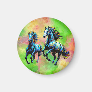 Íman Cavalos Galopantes na Manhã Mist