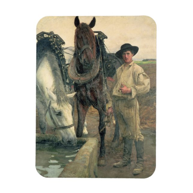 Íman Cavalos no guincho de água, 1884 (óleo na canvas) (Vertical)