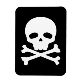 Íman Caveira de Pirata Branca em Fundo Preto