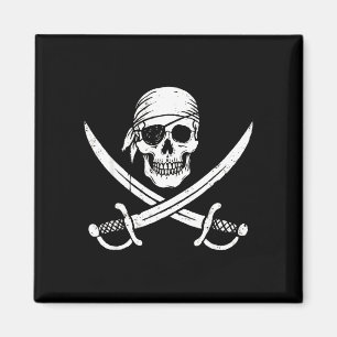Íman Caveira de pirata e ossos cruzados esqueleto hallo