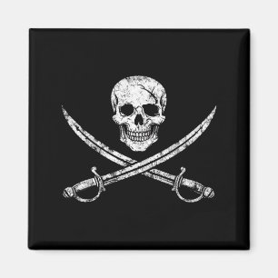 Íman Caveira de pirata ossos cruzados espada jolly roge