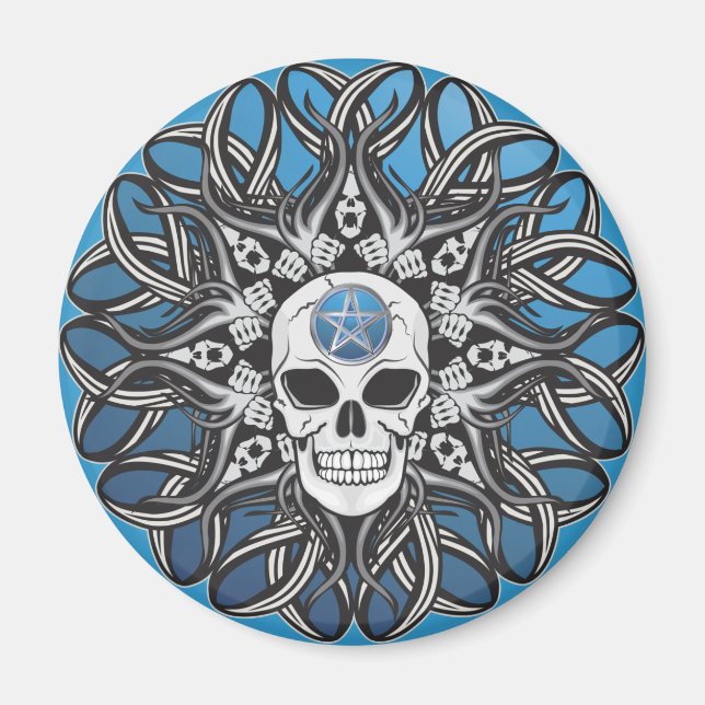 Íman Caveira do gótico - Azul (Frente)