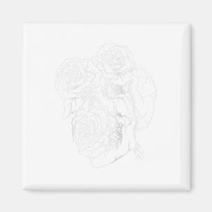 Íman Caveira Flor E Rosa Tatuagem Gráfico Arte Floral I