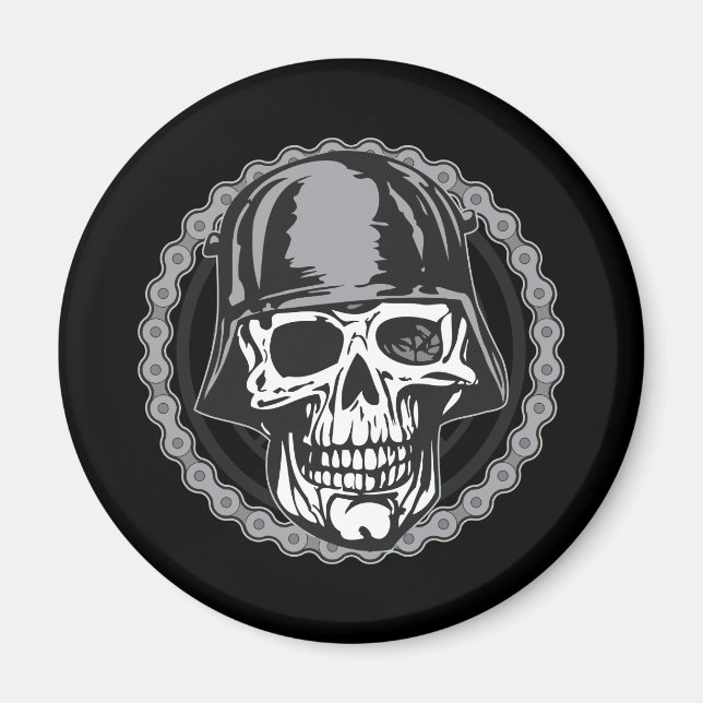 Íman Caveira Militar De Capacete Com Corrente De Biker (Frente)