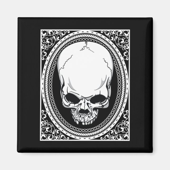 Íman Caveira ~ Skeleton Skulls Gótico Preto (Frente)