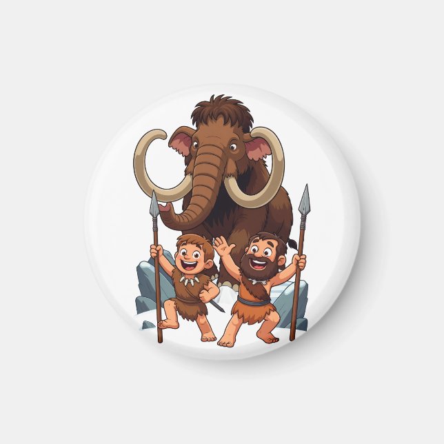 Íman Caveman Dad and Son Mammoth Hunt (Frente)