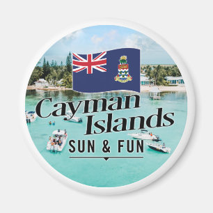 Íman "Cayman Islands Sun & Fun" Com Bandeira