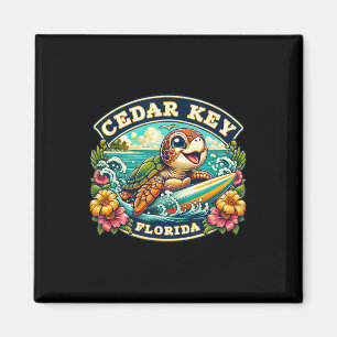 Íman Cedar Key Flórida Tartaruga Marinha Fofa Surfando
