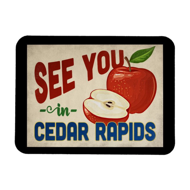 Íman Cedar Rapids Iowa Apple - Viagens vintage (Horizontal)