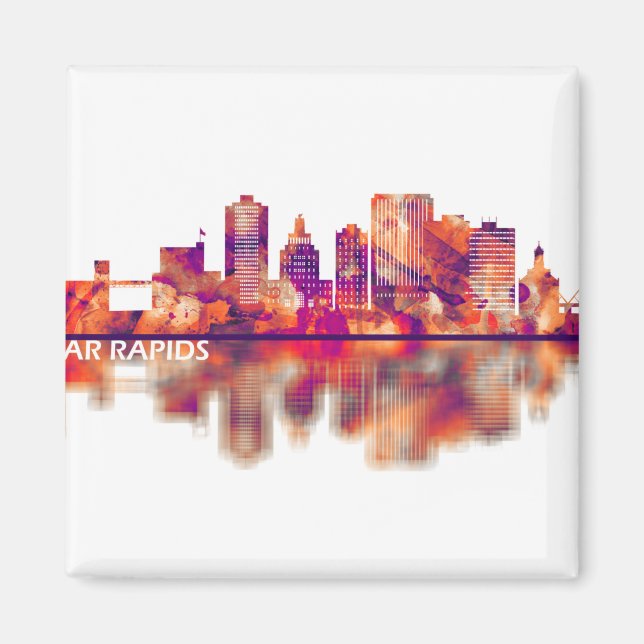 Íman Cedar Rapids Iowa Skyline (Frente)
