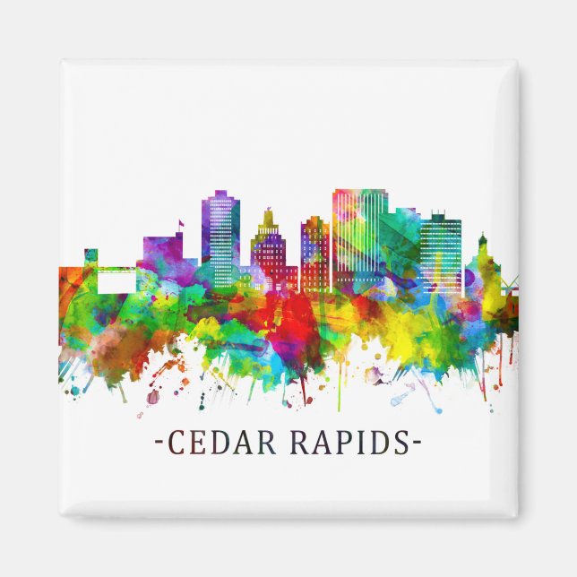 Íman Cedar Rapids Iowa Skyline (Frente)