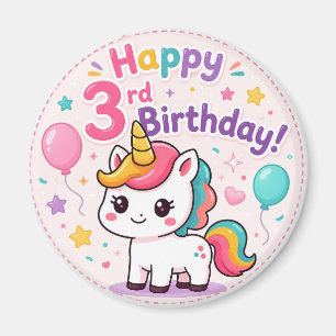 Íman Celebração de 3º Aniversário do Unicórnio Mágico