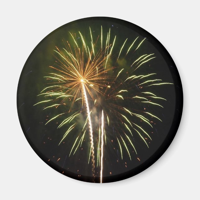 Íman Celebração de Feriado com Fogos de Artifício Verde (Frente)