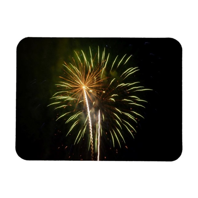 Íman Celebração de Feriado com Fogos de Artifício Verde (Horizontal)