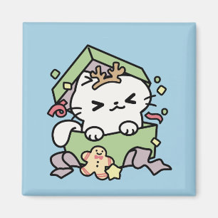 Íman Celebração de Natal com Gato de Tempo Puro