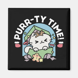 Íman Celebração de Natal com Gato de Tempo Puro