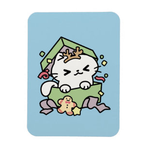 Íman Celebração de Natal com Gato de Tempo Puro